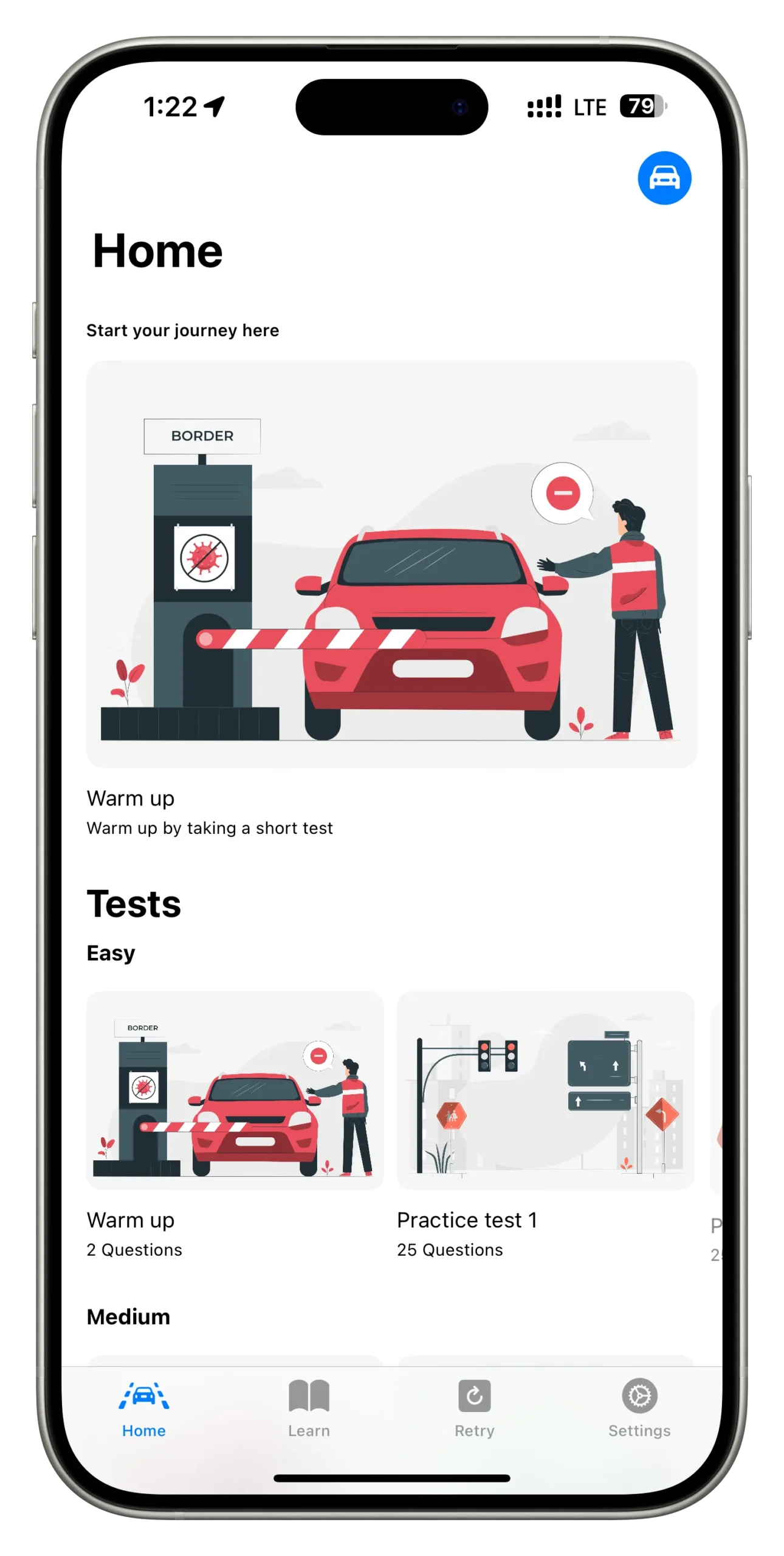 DMV CA app screen