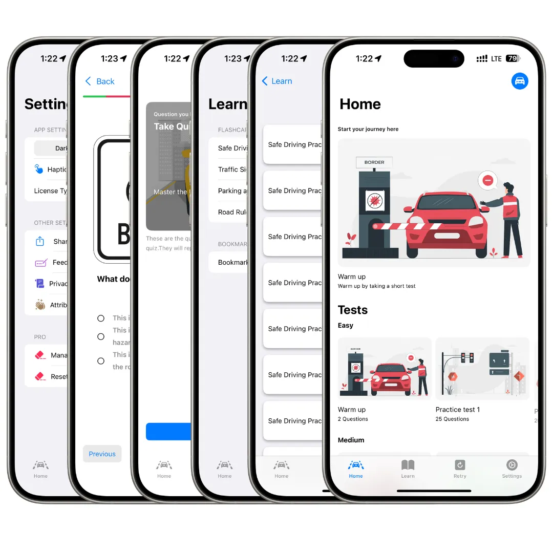 DMV CA app screens